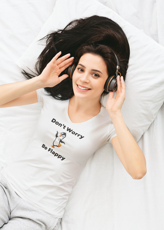 DON'T WORRY BE FLAPPY (Penguin) - V-Neck Tee